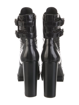 Alaïa Leather Lasercut Accents Combat Boots