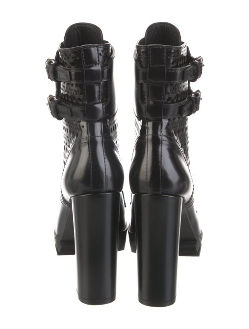 Alaïa Leather Lasercut Accents Combat Boots
