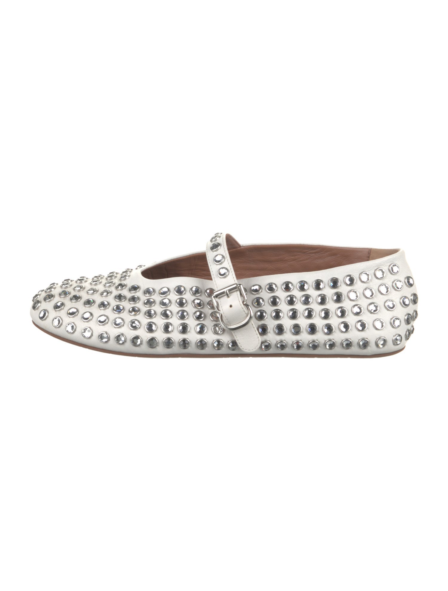 Alaïa Leather Crystal Embellishments Mary Jane Flats