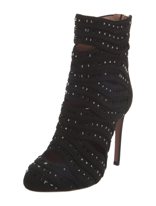 Alaïa Suede Cutout Accent Lace-Up Boots