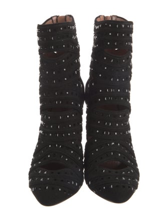 Alaïa Suede Cutout Accent Lace-Up Boots