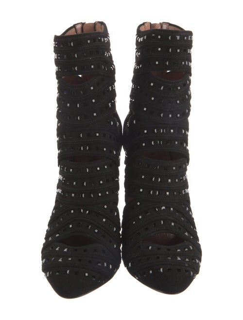 Alaïa Suede Cutout Accent Lace-Up Boots