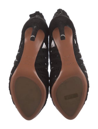 Alaïa Suede Cutout Accent Lace-Up Boots