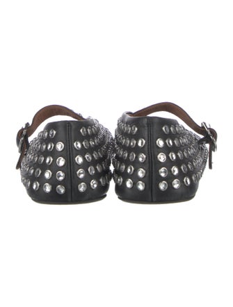 Alaïa Leather Crystal Embellishments Mary Jane Flats
