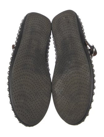 Alaïa Leather Crystal Embellishments Mary Jane Flats