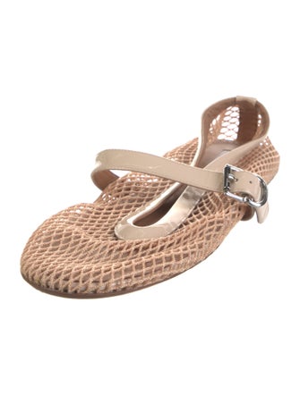 Alaïa Mesh Leather Trim Embellishment Mary Jane Flats