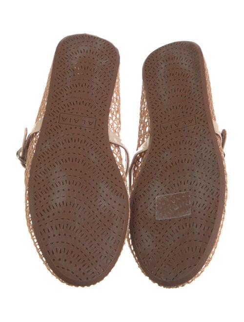 Alaïa Mesh Leather Trim Embellishment Mary Jane Flats