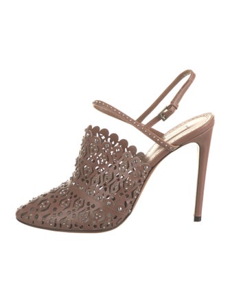 Alaïa Leather Lasercut Accents Slingback Pumps
