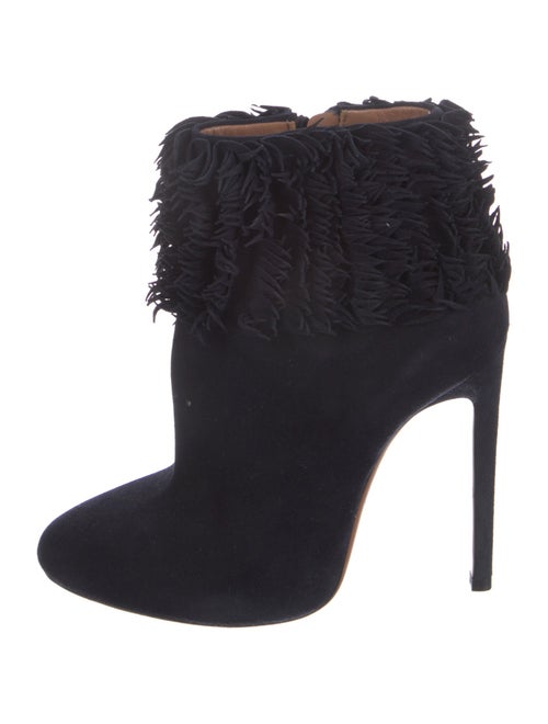 Alaïa Suede Fringe Trim Accent Lace-Up Boots