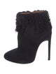 Alaïa Suede Fringe Trim Accent Lace-Up Boots