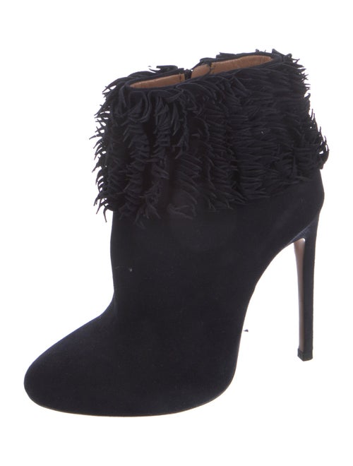 Alaïa Suede Fringe Trim Accent Lace-Up Boots