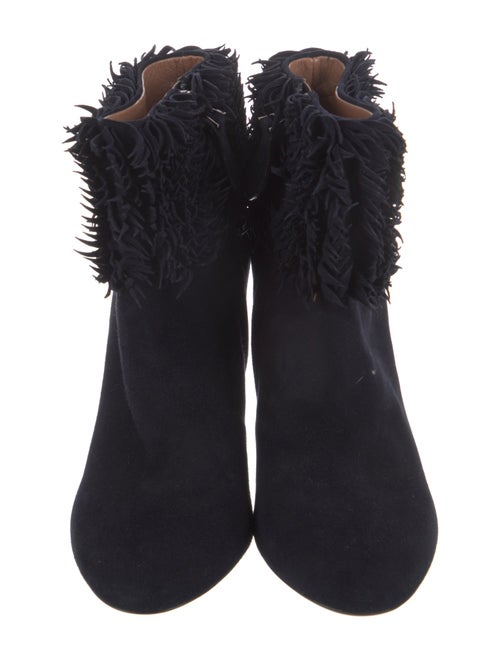 Alaïa Suede Fringe Trim Accent Lace-Up Boots