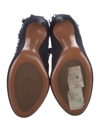 Alaïa Suede Fringe Trim Accent Lace-Up Boots