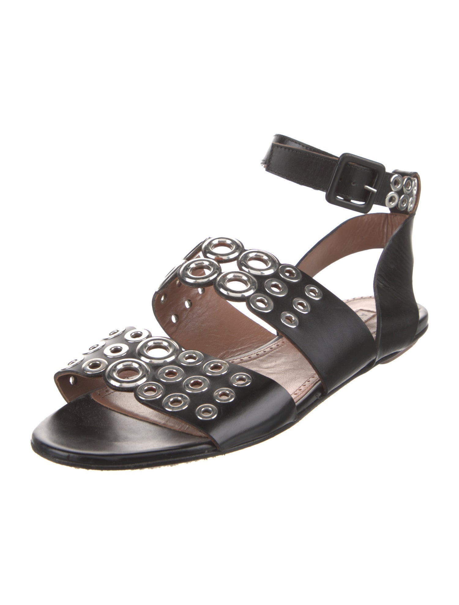 Alaïa Leather Lasercut Accents Sandals
