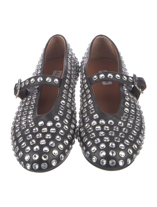 Alaïa Leather Crystal Embellishments Mary Jane Flats