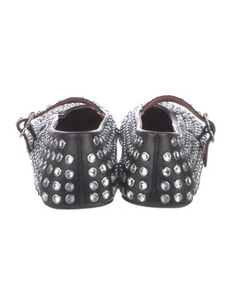 Alaïa Leather Crystal Embellishments Mary Jane Flats