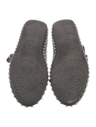 Alaïa Leather Crystal Embellishments Mary Jane Flats