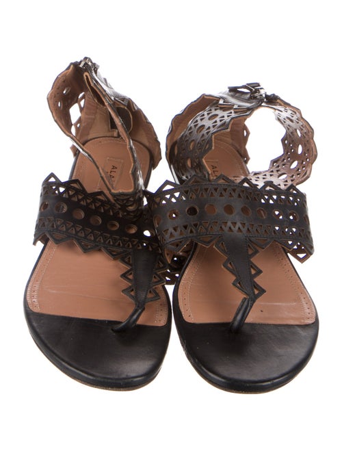 Alaïa Leather Lasercut Accents Gladiator Sandals