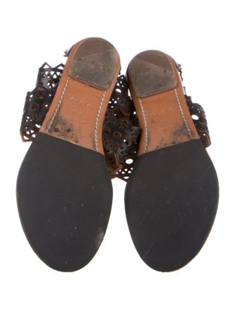 Alaïa Leather Lasercut Accents Gladiator Sandals