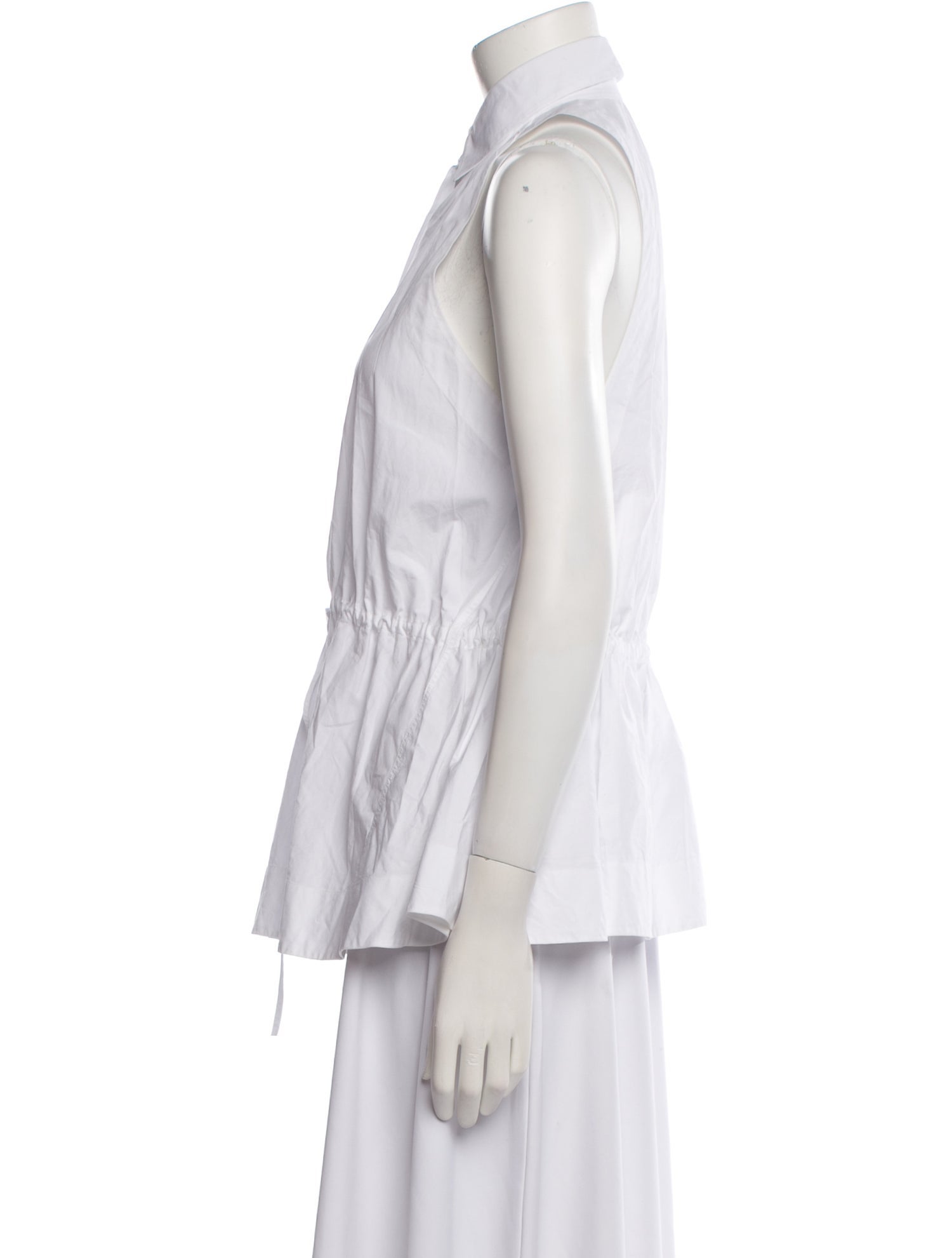 Alaïa Mock Neck Sleeveless Button-Up Top