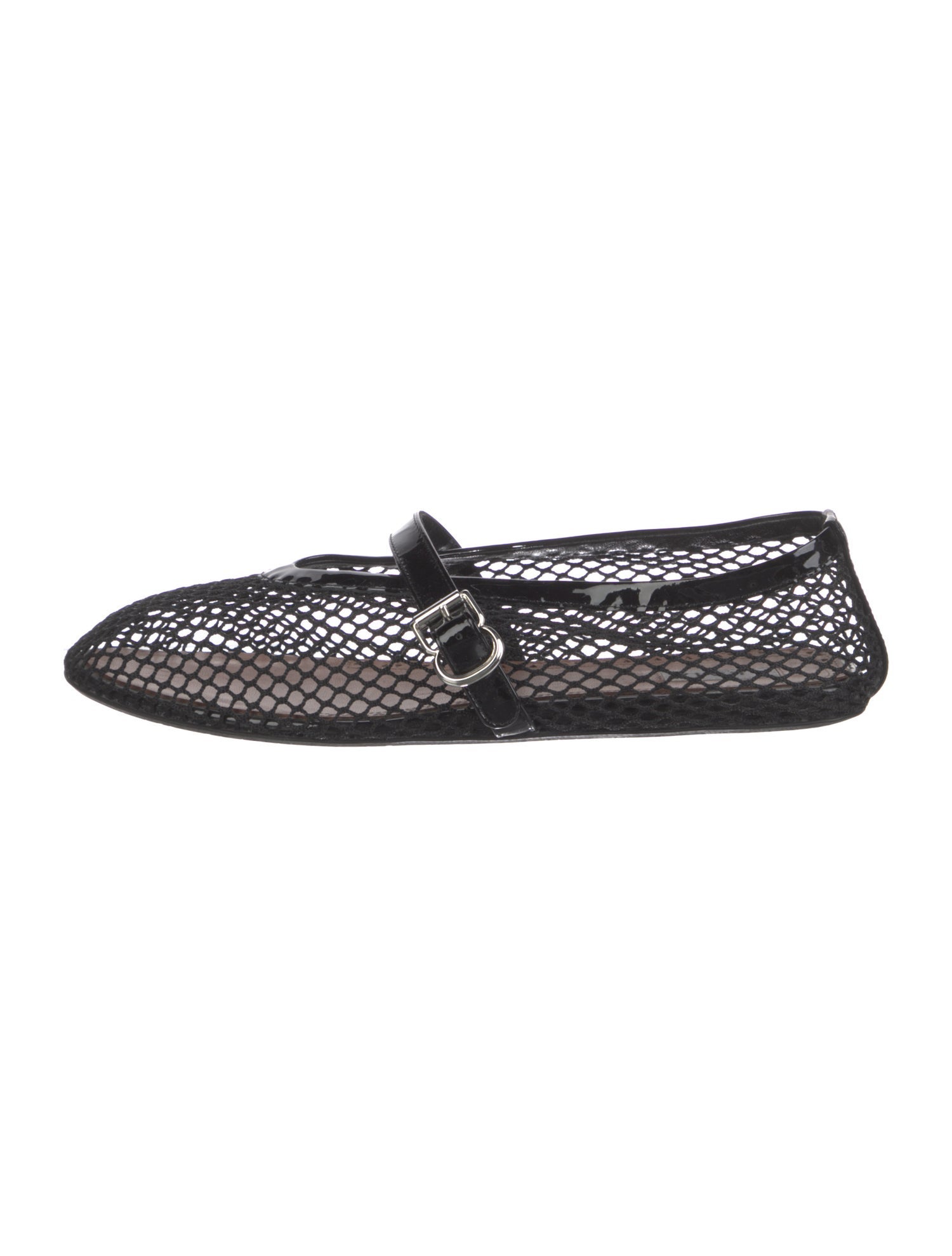 Alaïa Mesh Leather Trim Embellishment Mary Jane Flats