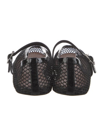 Alaïa Mesh Leather Trim Embellishment Mary Jane Flats