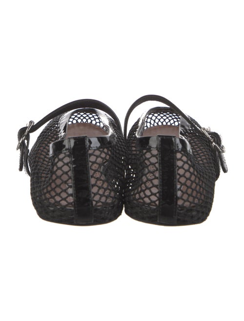 Alaïa Mesh Leather Trim Embellishment Mary Jane Flats