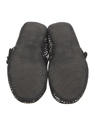 Alaïa Mesh Leather Trim Embellishment Mary Jane Flats