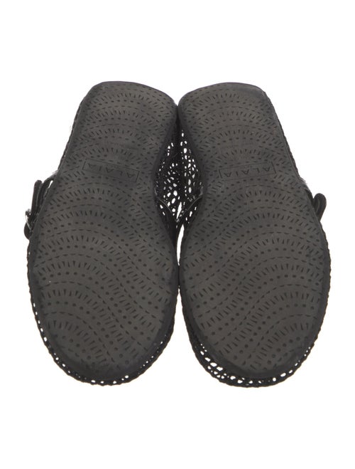 Alaïa Mesh Leather Trim Embellishment Mary Jane Flats