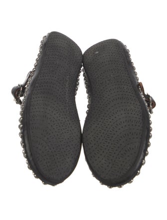 Alaïa Leather Crystal Embellishments Mary Jane Flats