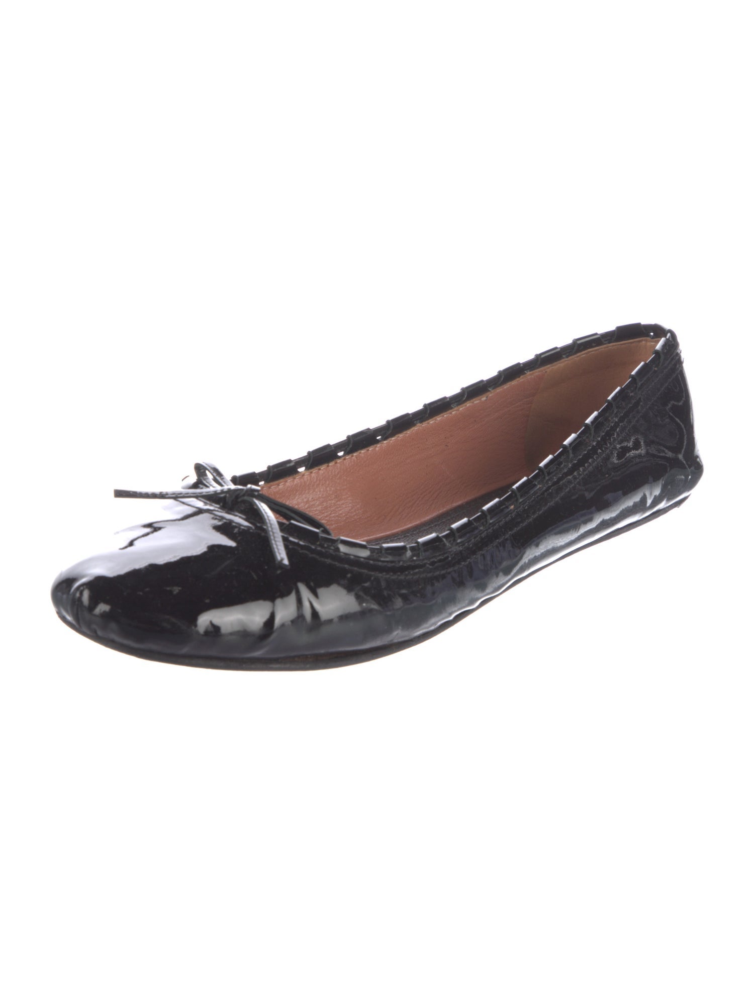 Alaïa Patent Leather Bow Accents Ballet Flats
