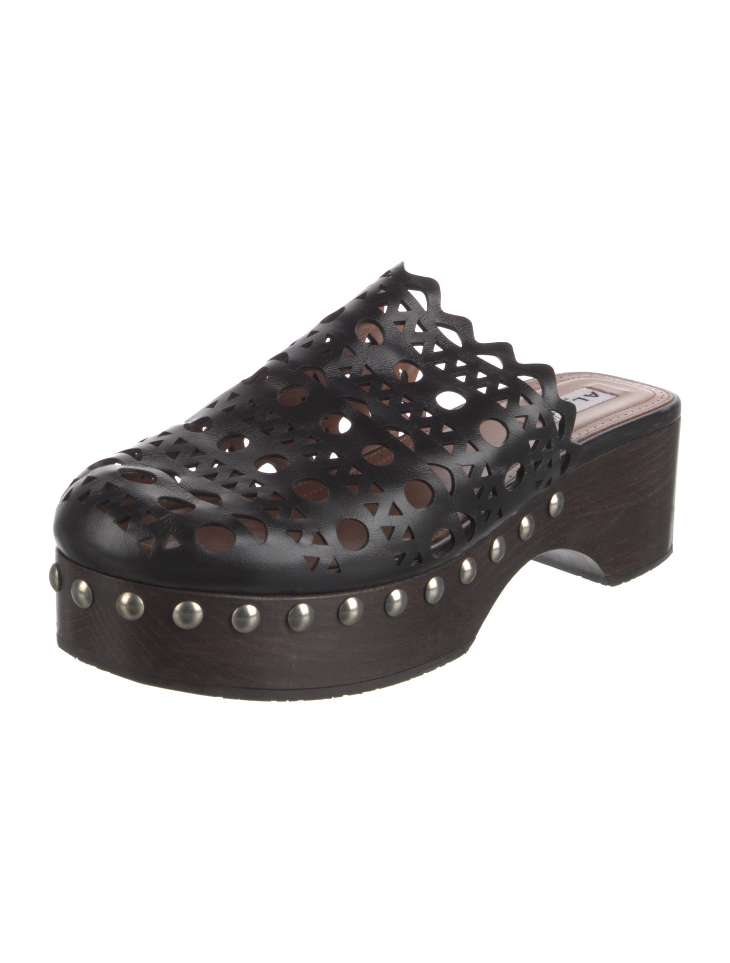 Alaïa Leather Lasercut Accents Slides
