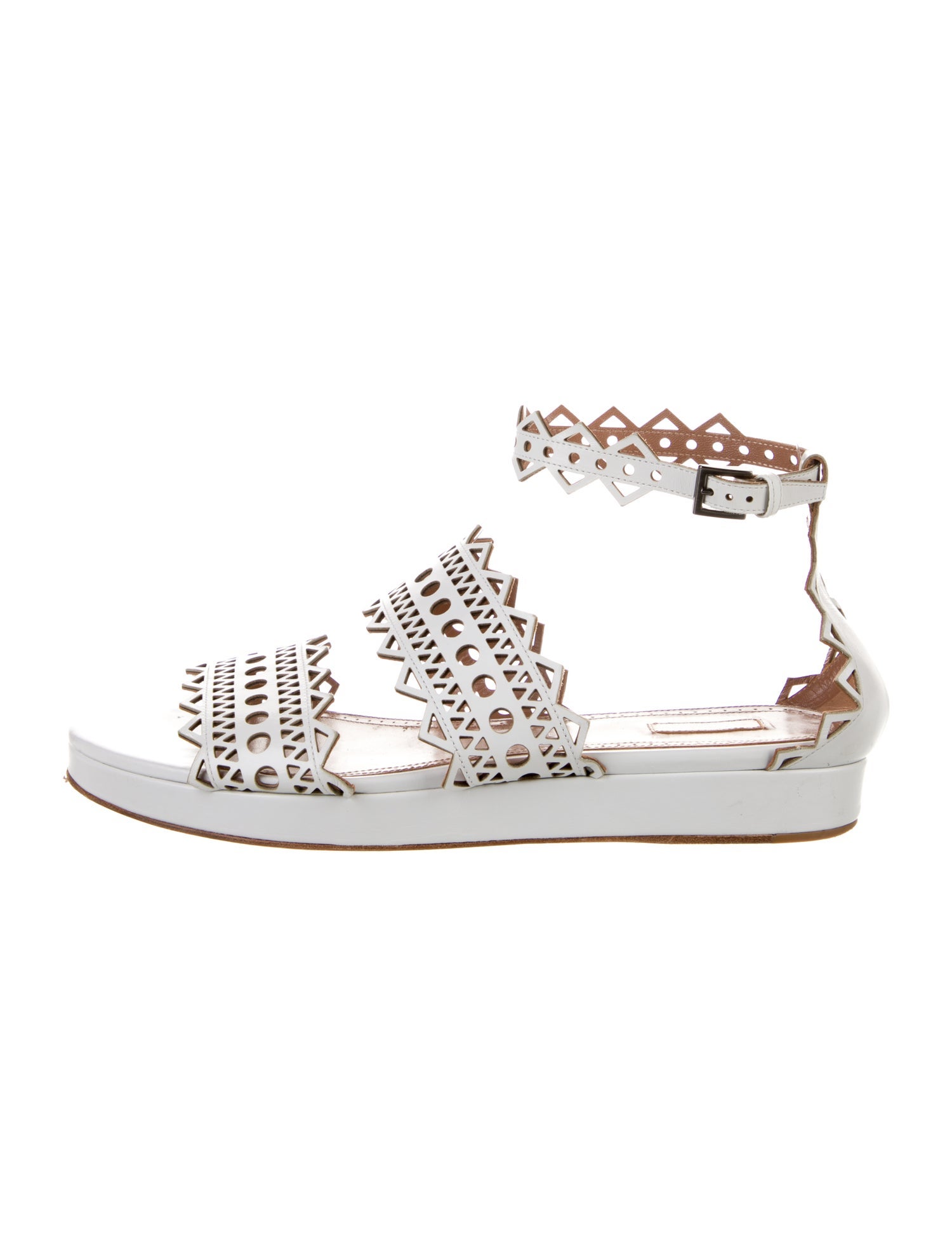 Alaïa Leather Lasercut Accents Gladiator Sandals
