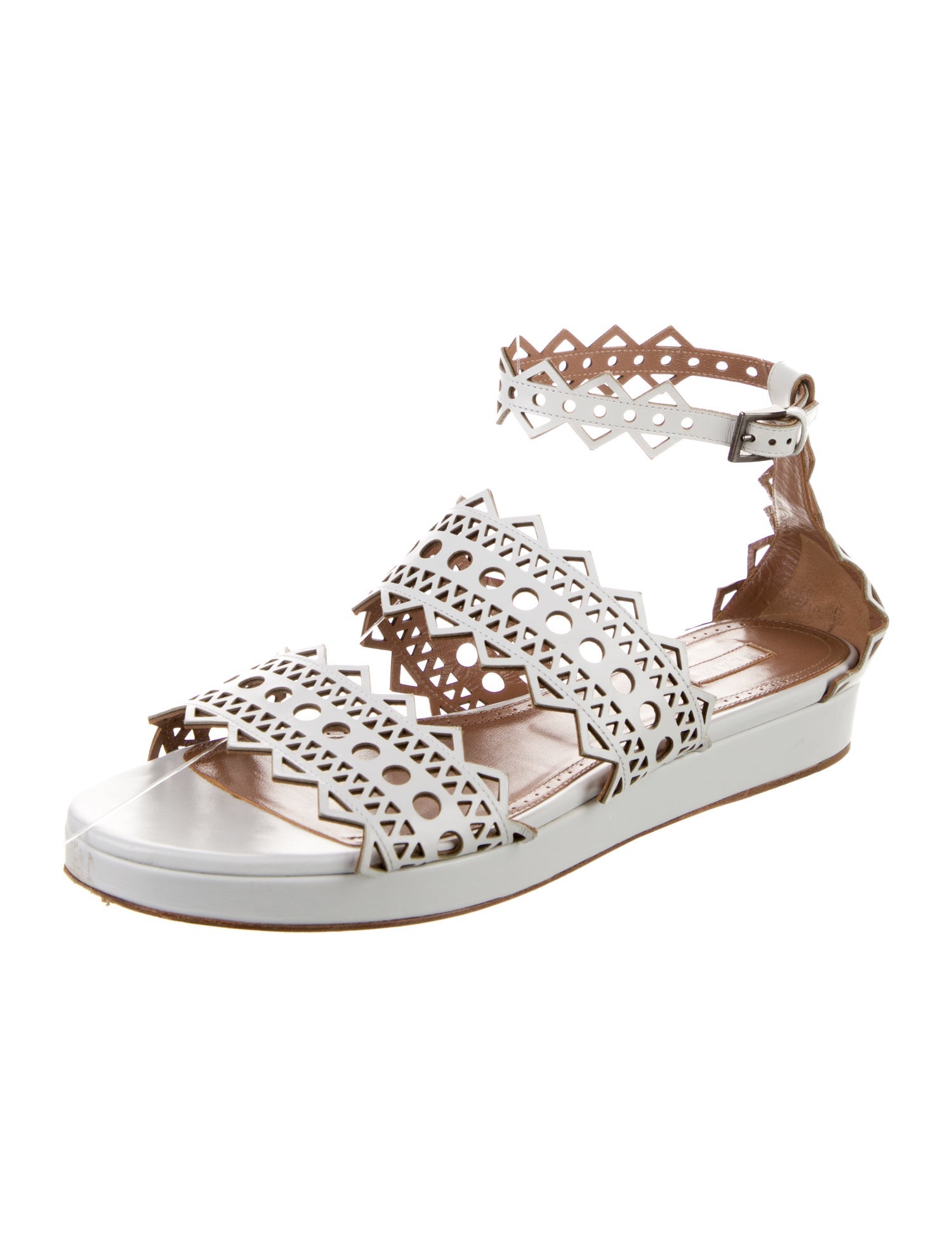 Alaïa Leather Lasercut Accents Gladiator Sandals