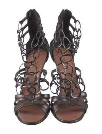 Alaïa Leather Chain-Link Accents Gladiator Sandals