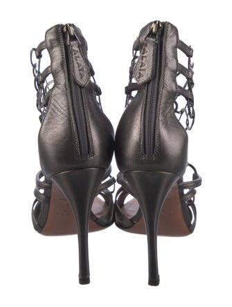 Alaïa Leather Chain-Link Accents Gladiator Sandals