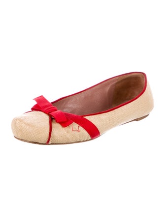 Alaïa Raffia Colorblock Pattern Ballet Flats