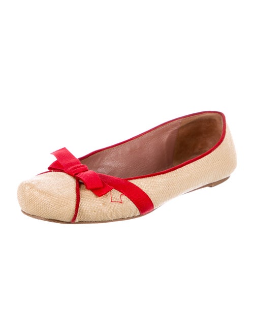 Alaïa Raffia Colorblock Pattern Ballet Flats