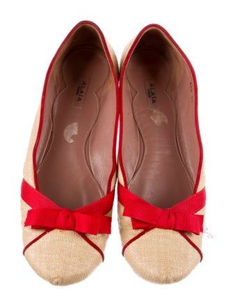 Alaïa Raffia Colorblock Pattern Ballet Flats
