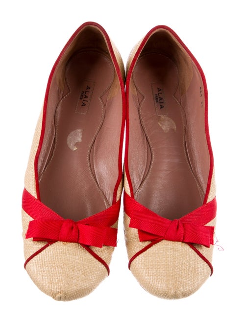 Alaïa Raffia Colorblock Pattern Ballet Flats