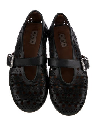 Alaïa Leather Lasercut Accents Mary Jane Flats