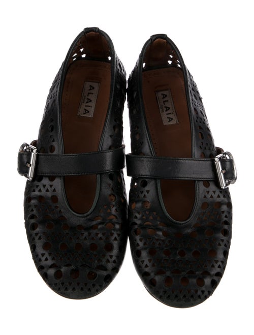 Alaïa Leather Lasercut Accents Mary Jane Flats