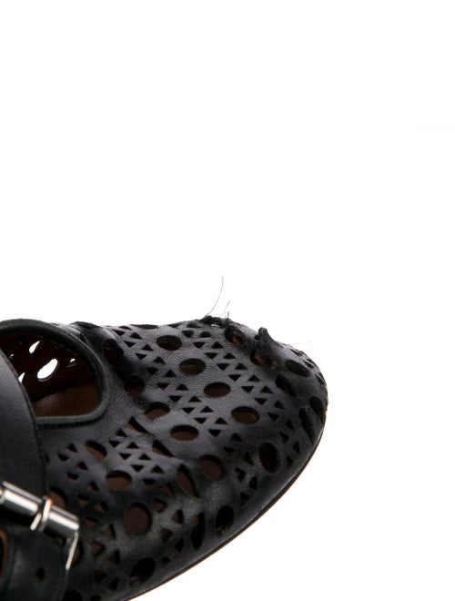 Alaïa Leather Lasercut Accents Mary Jane Flats