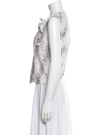 Alaïa Printed Crew Neck Crop Top