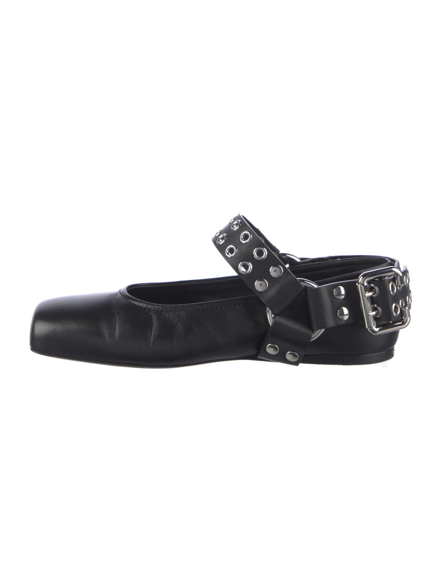 Alaïa Leather Eyelet Trim Mary Jane Flats