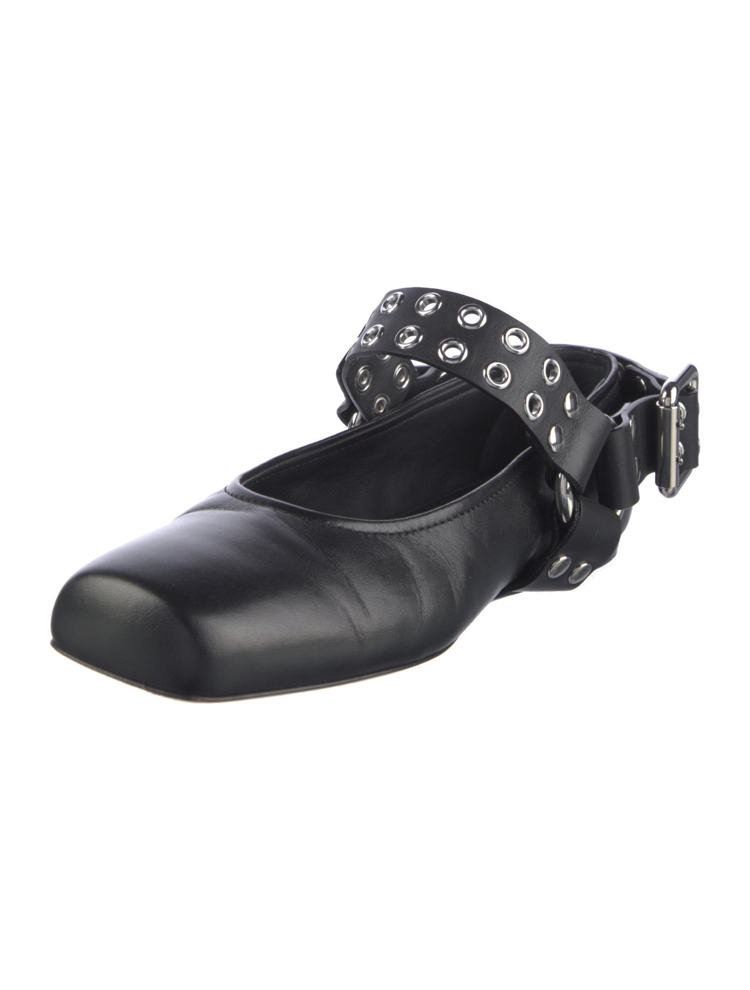 Alaïa Leather Eyelet Trim Mary Jane Flats