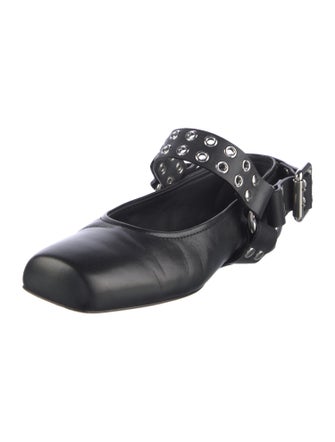 Alaïa Leather Eyelet Trim Mary Jane Flats
