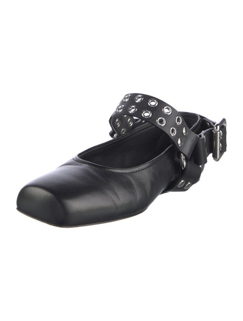 Alaïa Leather Eyelet Trim Mary Jane Flats