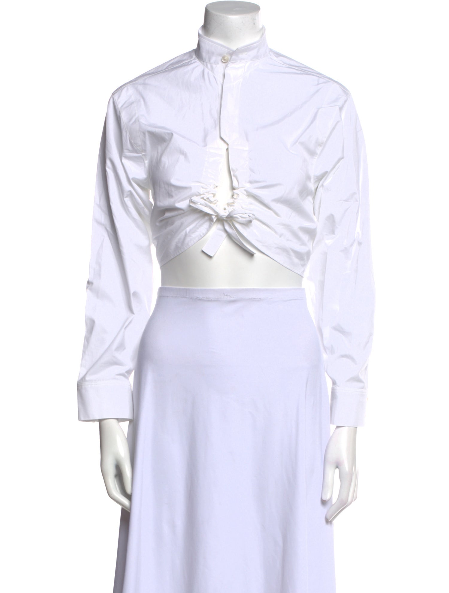 Alaïa Mock Neck Long Sleeve Crop Top