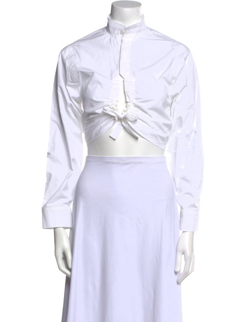 Alaïa Mock Neck Long Sleeve Crop Top